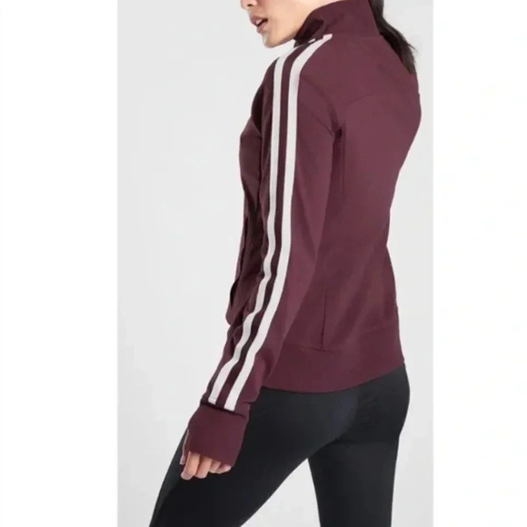 Athleta Circa Track Jacket Lightweight Full Zip Up Striped Red White Size Large - Picture 6 of 12
